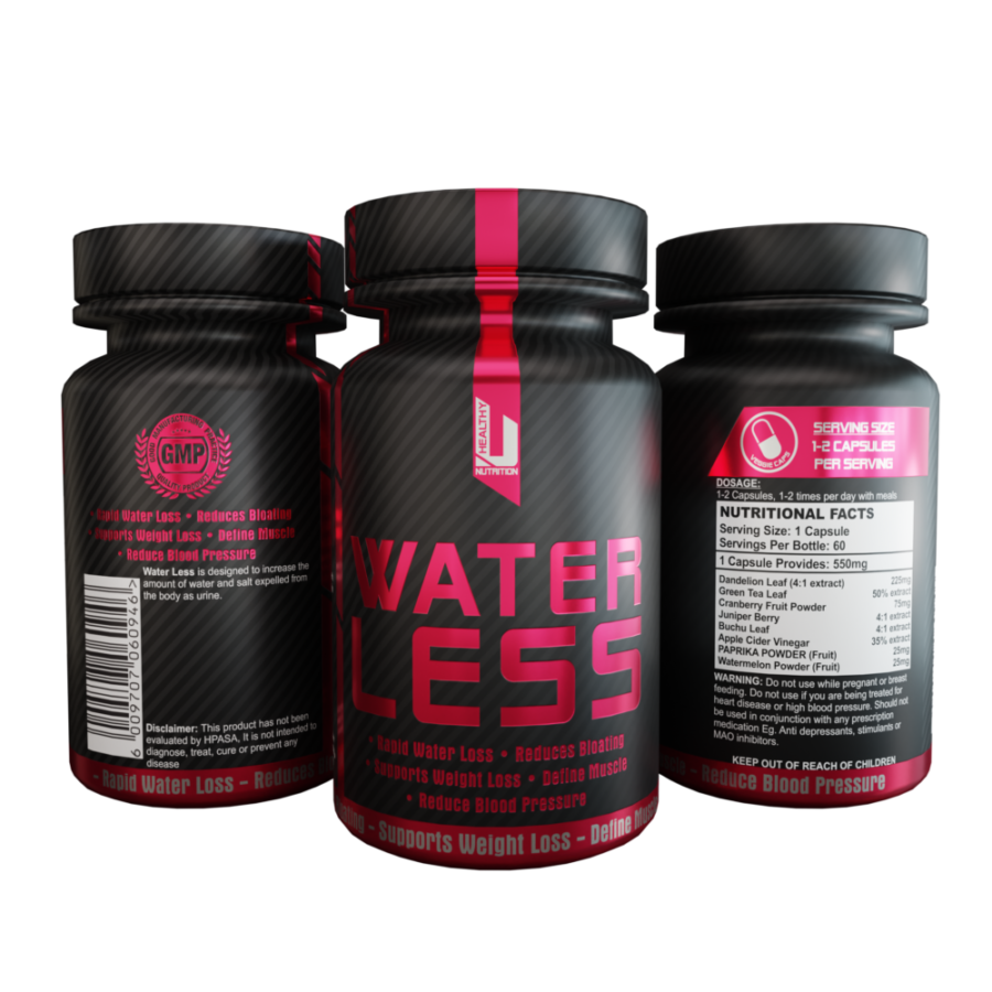 Healthy U Water Less - Natural Diuretic 350mg - 60 Caps